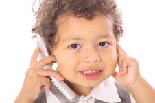 Adorable Little Boy On Cellphone Royalty Free Stock Image Adorable Little Boy On Cellphone Royalty Free Stock Image