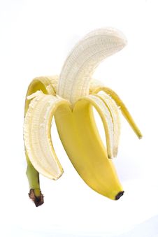 Half Peeled Banana Over White Stock Photos Half Peeled Banana Over White Stock Photos
