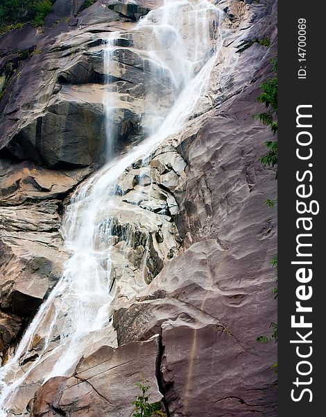 Closeup shoot of waterfall and rocks