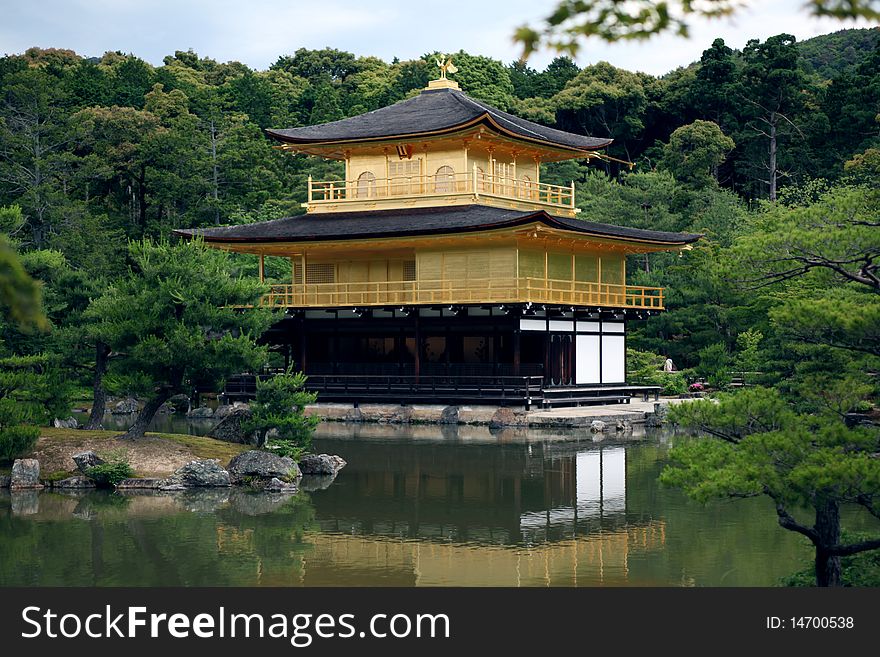 Golden Buddhist tower in Kinkakuji Kyoto Japan. Golden Buddhist tower in Kinkakuji Kyoto Japan