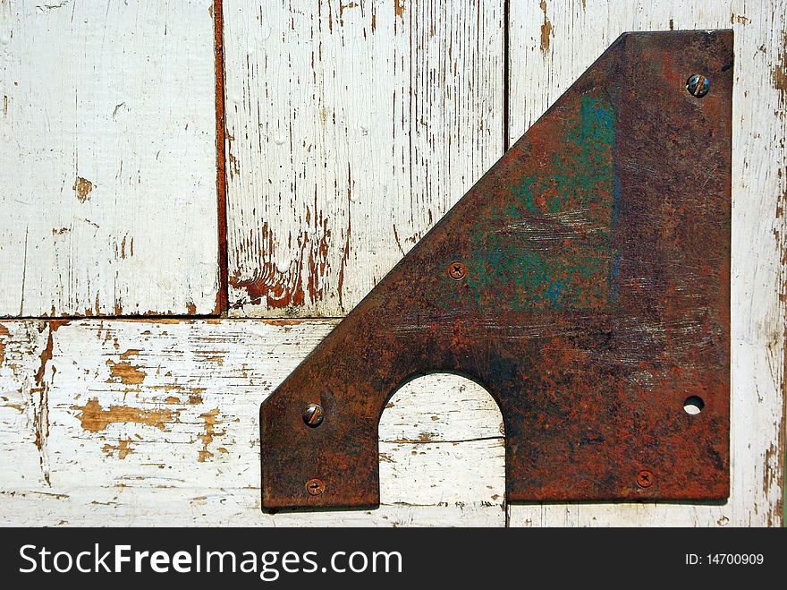 Old Door Corner Armed With Iron Strap