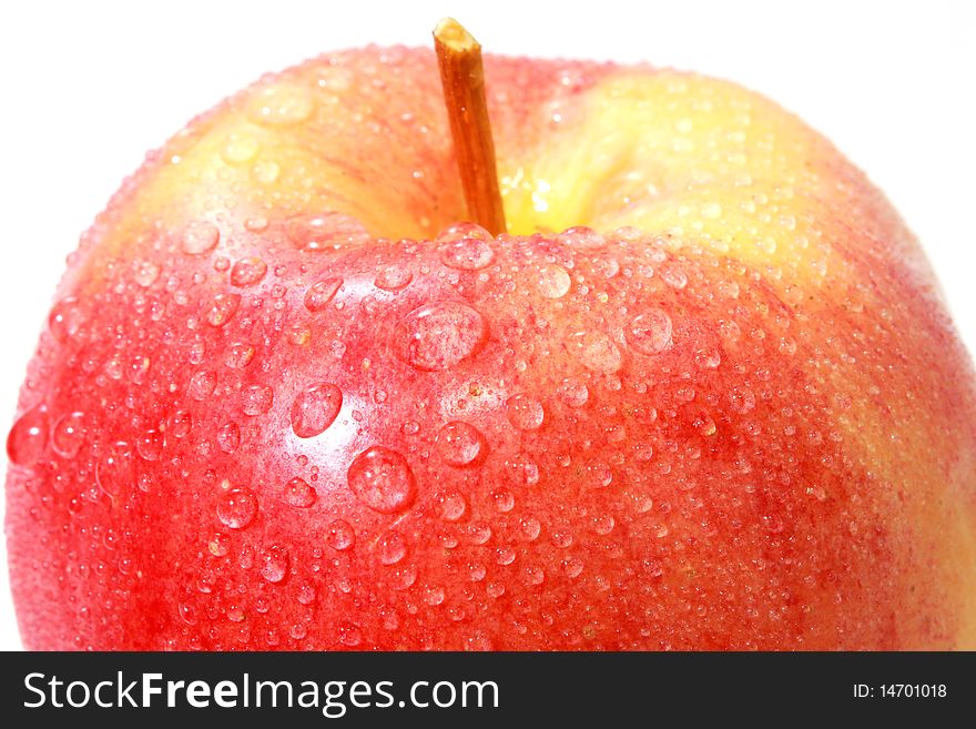 Apple with clear water drops. Apple with clear water drops