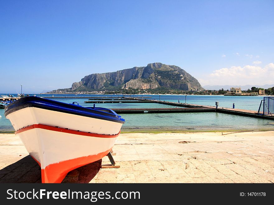 Mediterrean beautiful seascape. Mondello. Palermo. Italy. Mediterrean beautiful seascape. Mondello. Palermo. Italy