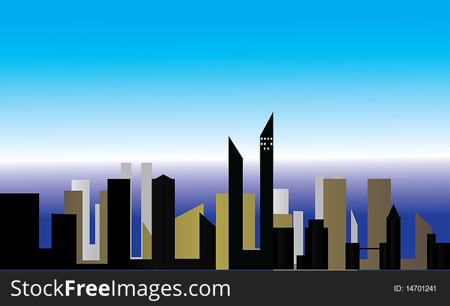 Cityscape - silhouettes of skyscrapers -Vector format
