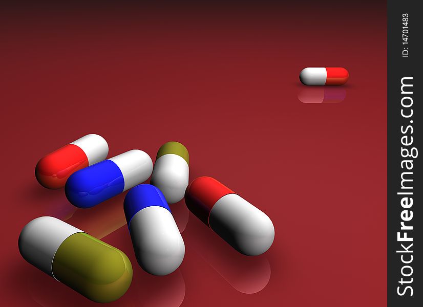 3d image of several capsules. 3d image of several capsules