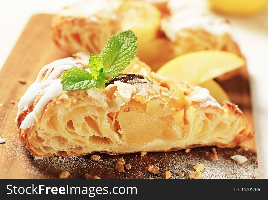 Danish pastry with apple filling - detail
