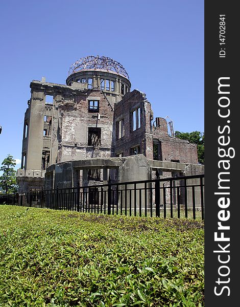 The Atomic Bomb dome, a world heritage site, is the remains of Hiroshima Prefectural Commercial Exhibition (HMI), damaged in the WWII bombing of Hiroshima on August 6 1945. The Atomic Bomb dome, a world heritage site, is the remains of Hiroshima Prefectural Commercial Exhibition (HMI), damaged in the WWII bombing of Hiroshima on August 6 1945.