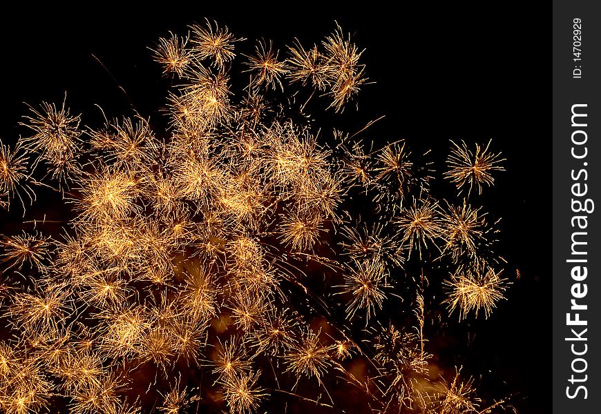 Fireworks (salute) on black sky background. Fireworks (salute) on black sky background.