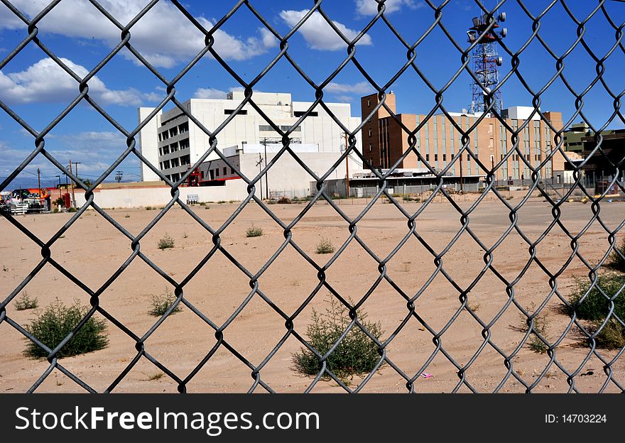 Building behind fences and surroundings, can be used as prison, strictly guarded factory or industrial secret illustration. Building behind fences and surroundings, can be used as prison, strictly guarded factory or industrial secret illustration