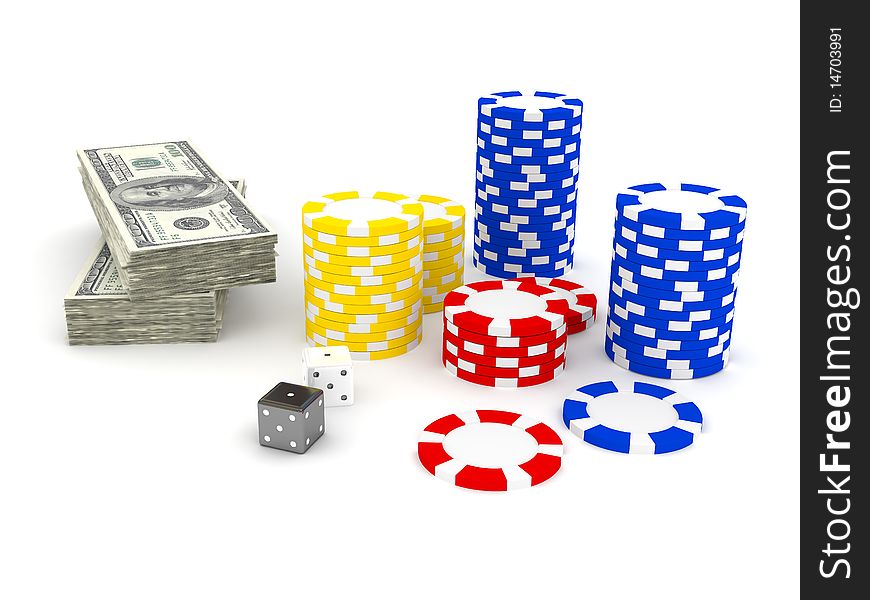 Casino Roulette's chips. 3d rendered image