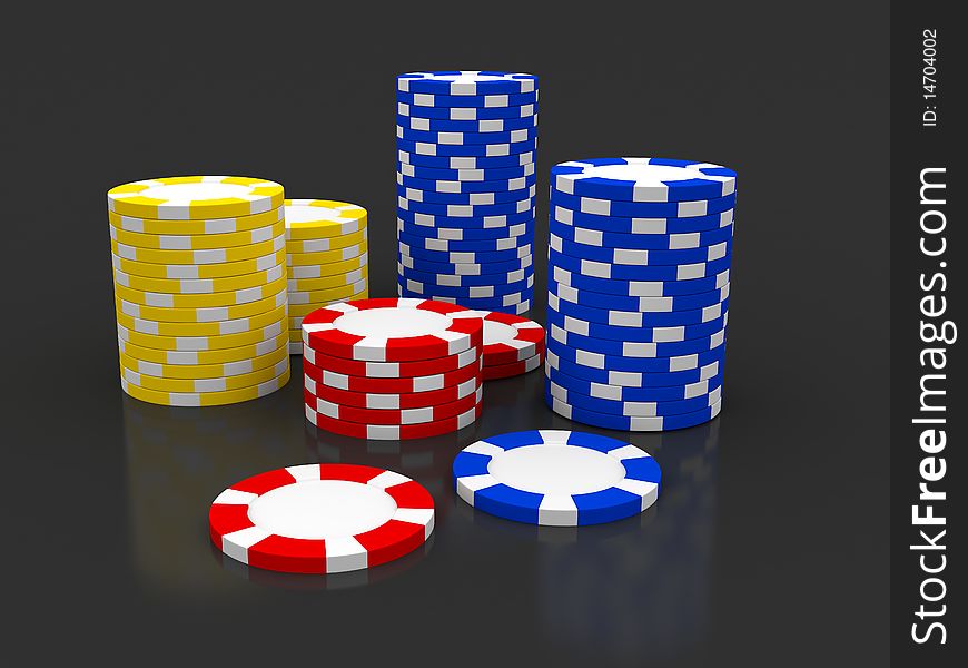 Casino Roulette's chips. 3d rendered image
