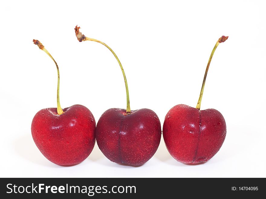 Delicious Red cherry isolated on white background. Delicious Red cherry isolated on white background