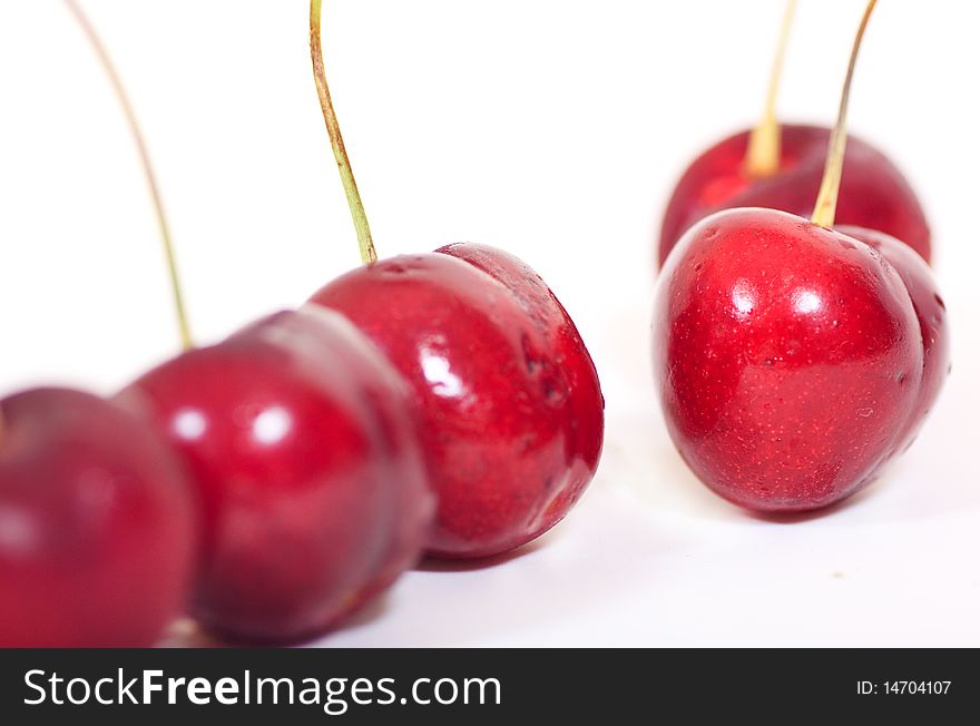 Delicious Red cherry isolated on white background. Delicious Red cherry isolated on white background