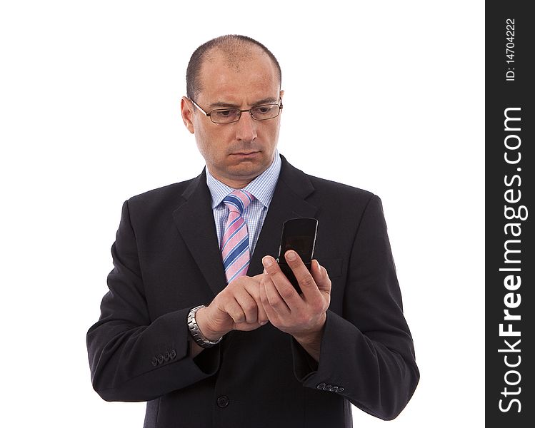 Business man making a call on a mobile telephone