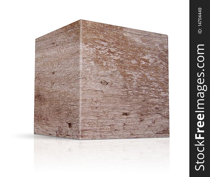 Cubes in different types of wood on a white background