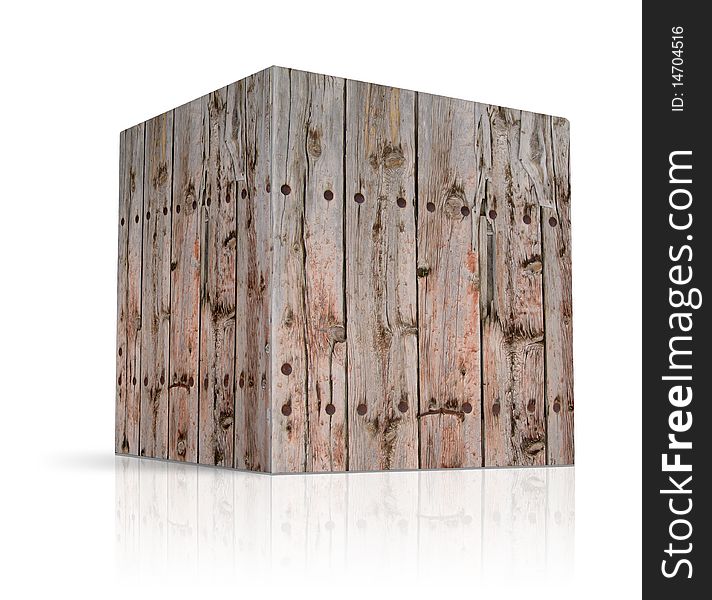 Cubes in different types of wood on a white background