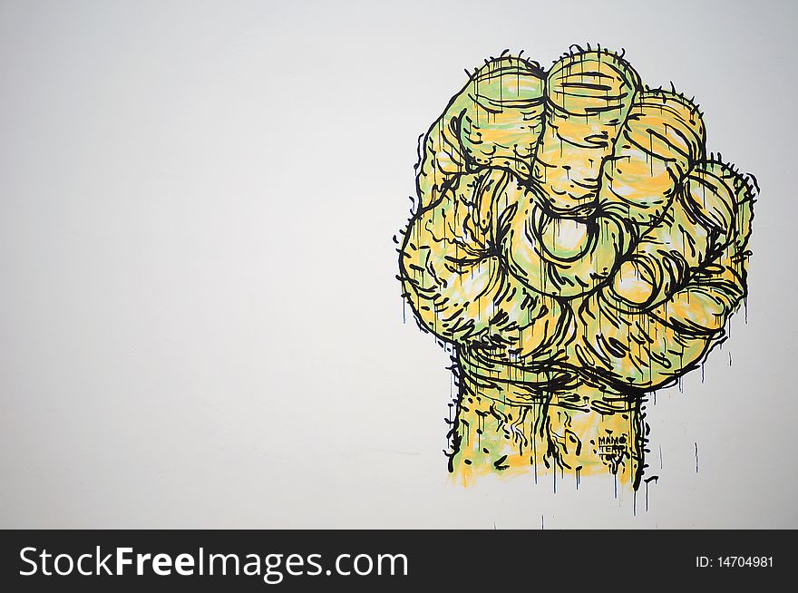 Fist drawings on white background