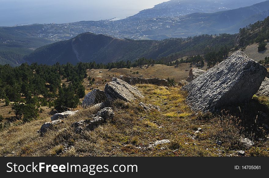 View to the Yalta (Crimea) from the plateau