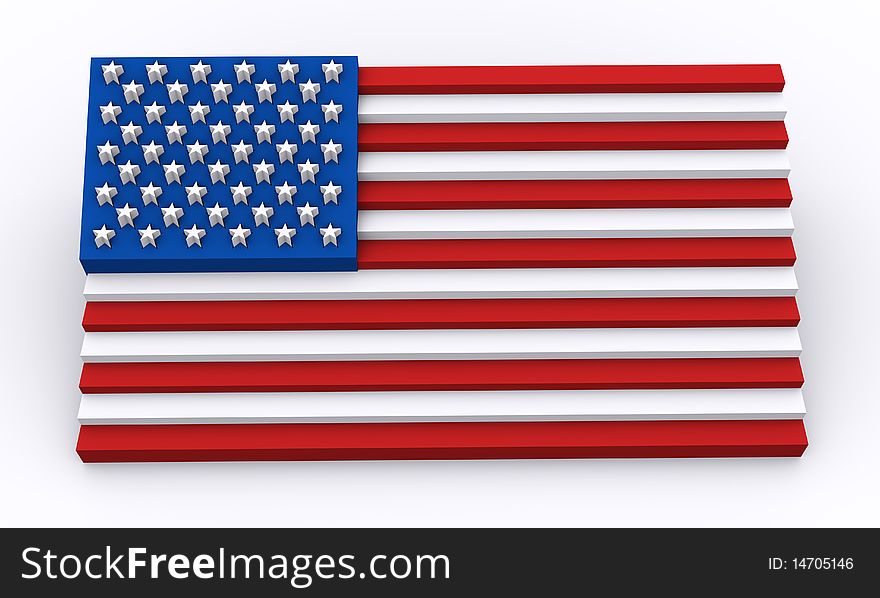 USA flag in 3d shapes