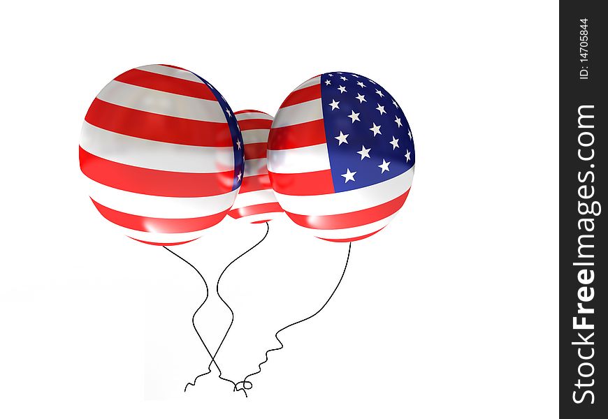 American balloons isolated on white background. High quality 3d render.