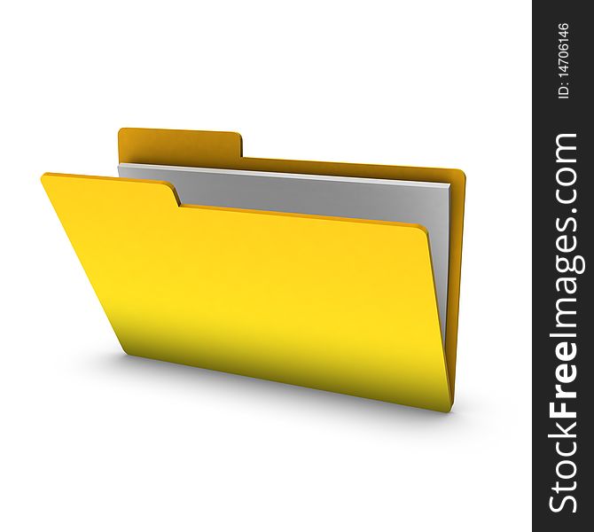 3d yellow folder isolated on white background