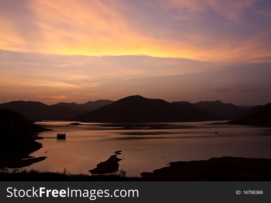 Sunset at a dam in Chiang Mai North of Thailand. Sunset at a dam in Chiang Mai North of Thailand