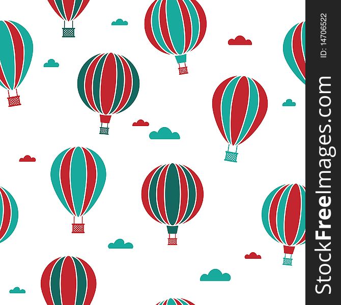 Seamless hot air balloons pattern swatch with clipping mask