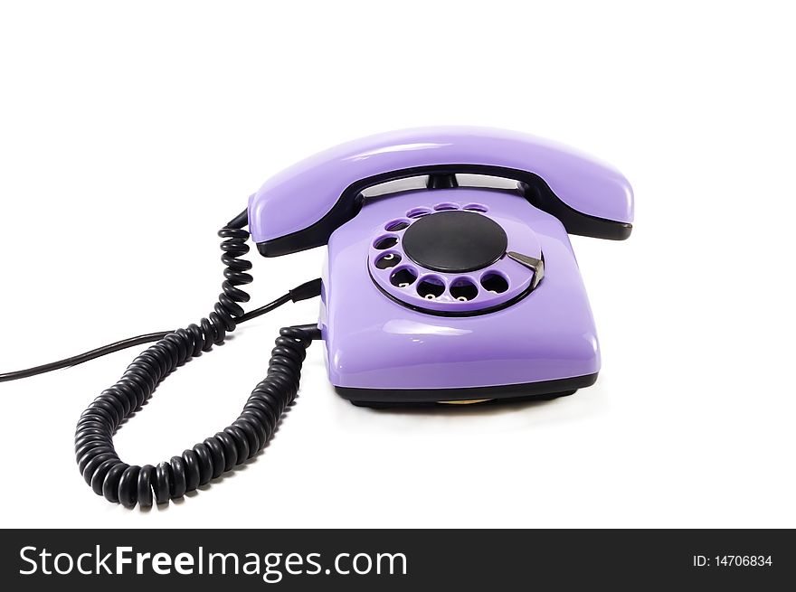 Old Lilac phone isolated on white background. Old Lilac phone isolated on white background