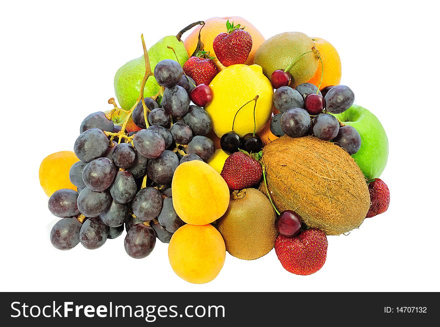 Isolated heap of fresh fruit and berries. Isolated heap of fresh fruit and berries