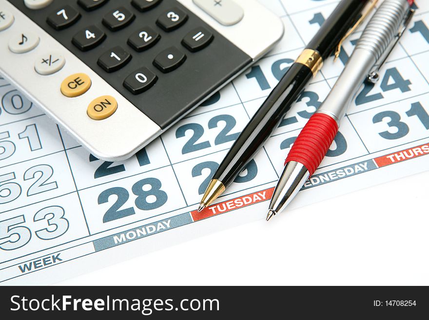 Office accessories on a white background