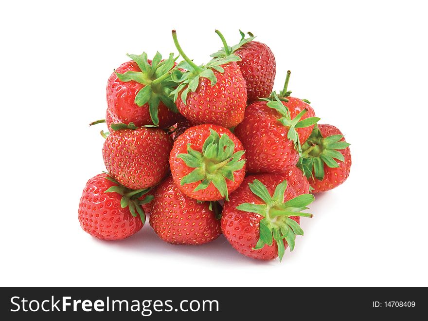 Farm fresh strawberries isolated on white background