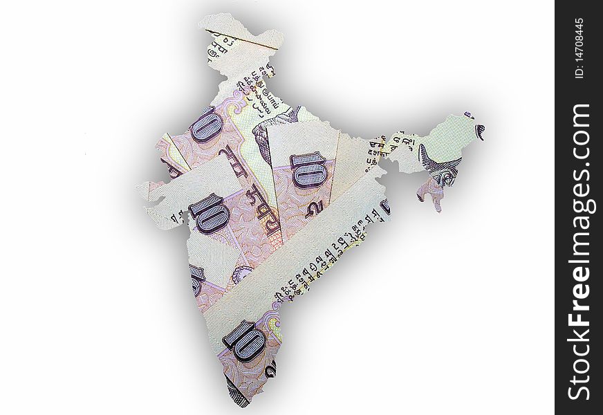 India map made with the indian currency !NR 10. India map made with the indian currency !NR 10