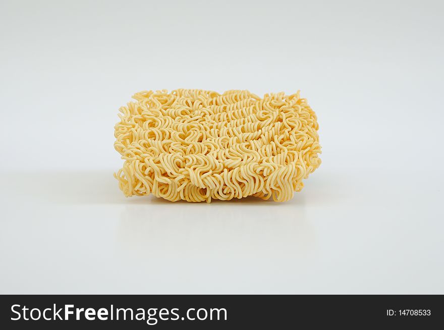 The instant noodle on the white background