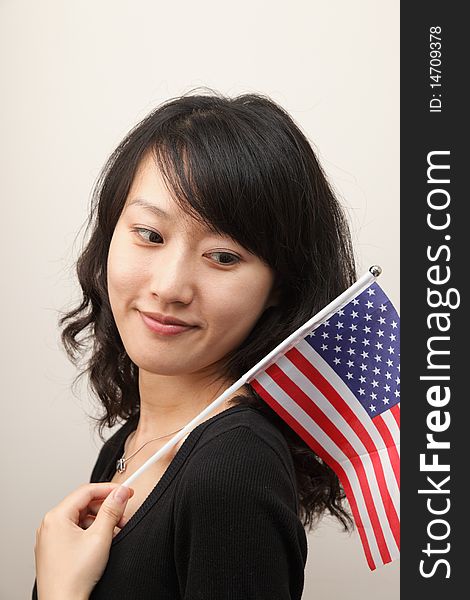 Young lady with USA flag