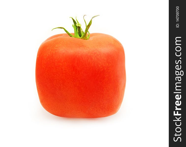 Square tomato isolated on white