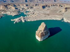 Aerial Vief Of Lone Rock At Lake Powell, Arizona, USA Royalty Free Stock Photos