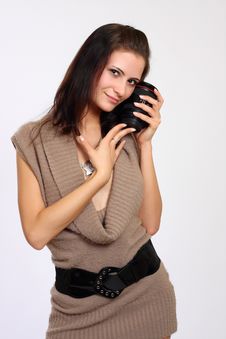 Sexy Woman Loves The Objective Stock Image