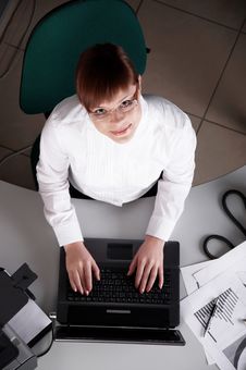 Young Business Woman Working On Royalty Free Stock Image