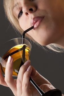 Woman With Glass Of Cocktail Royalty Free Stock Image