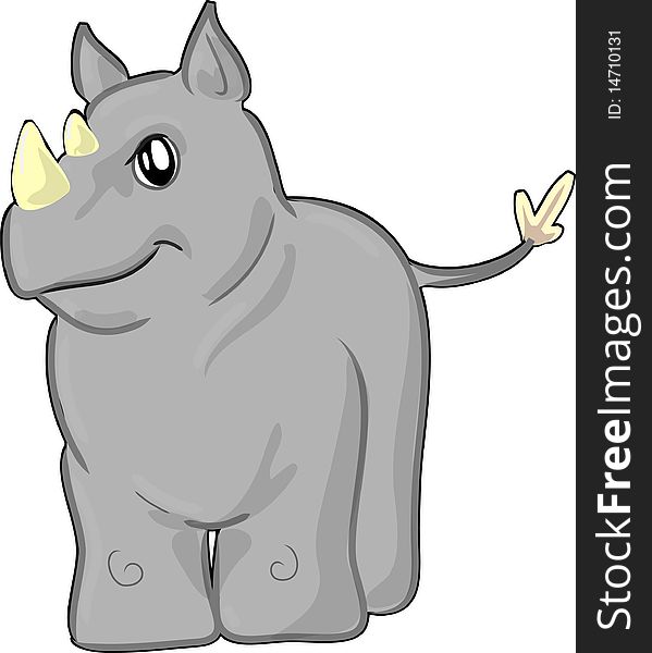 An illustration of a cute rhinoceros with a smug look on his face!