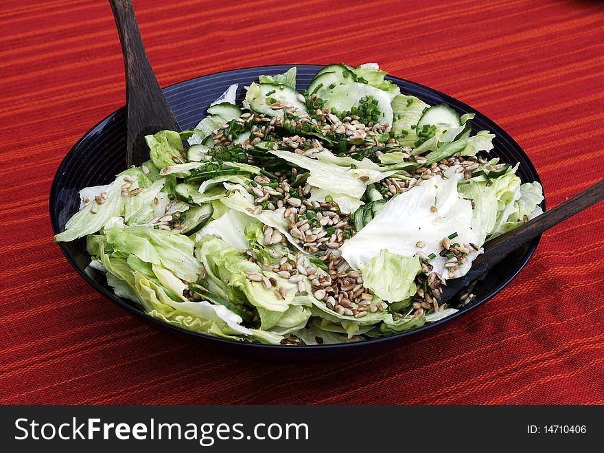 Spring salad with sunflower seeds