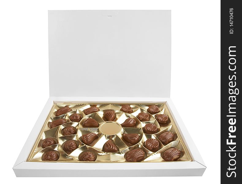 Box with chocolates isolated on a white background