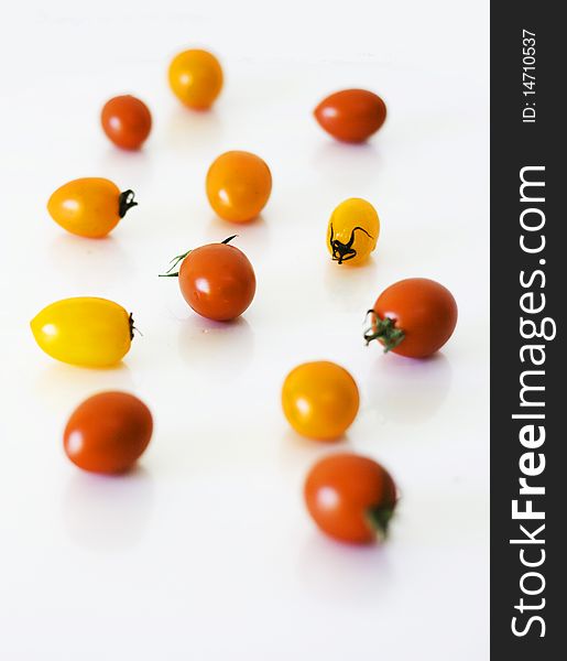 Tomatoes closeup on the table.