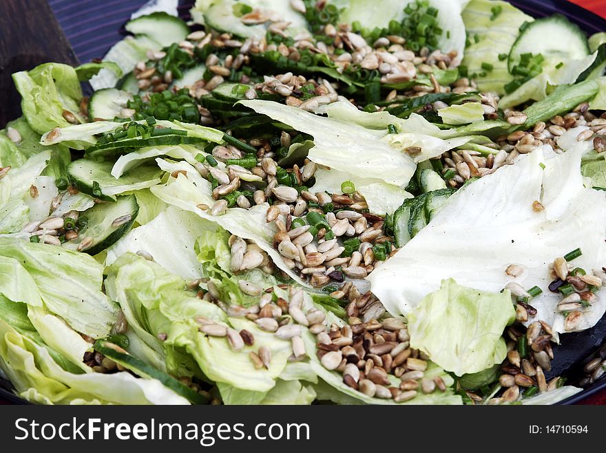 Spring salad with sunflower seeds