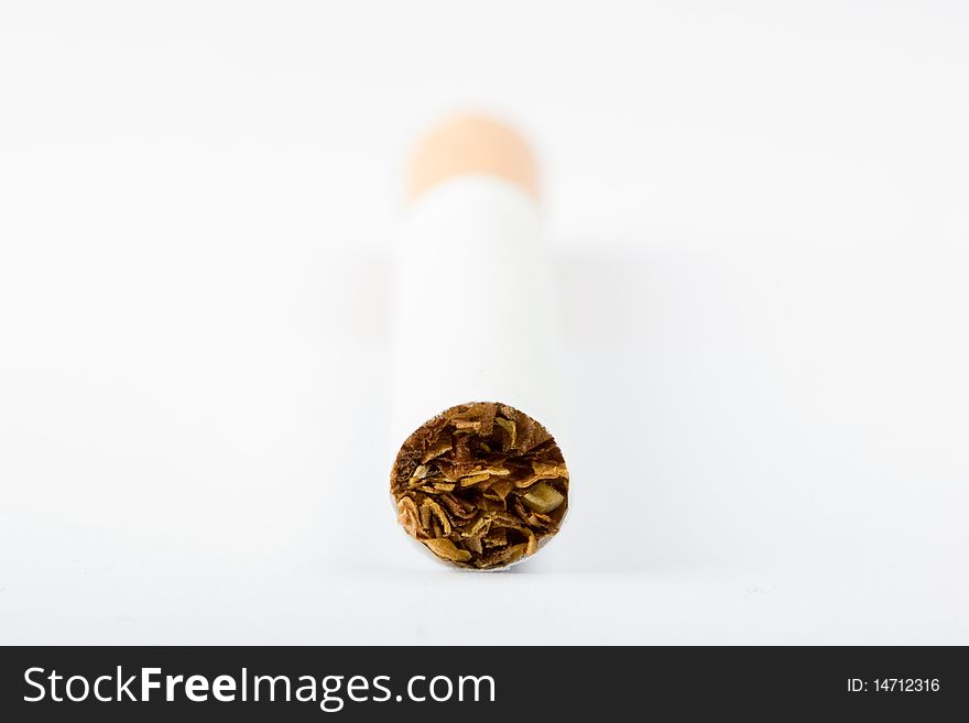 Cigarette front, isolated on white