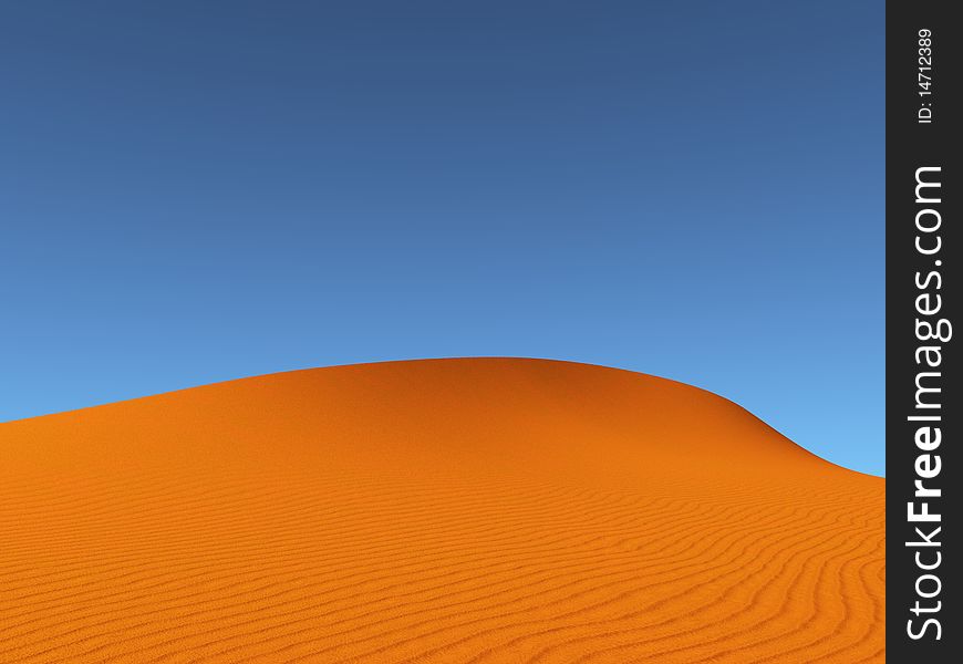 3d render of an orange dune with blue sky