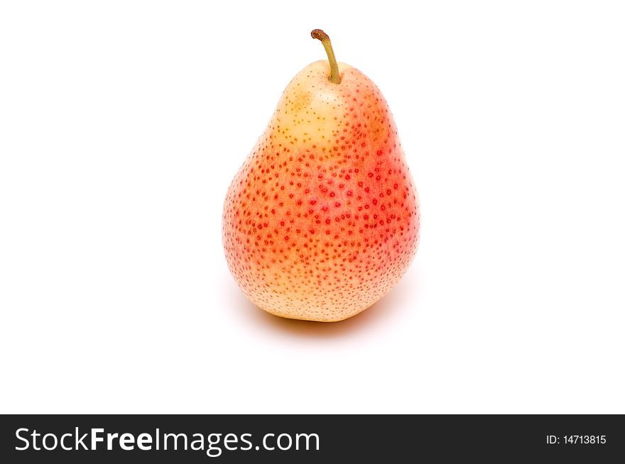 Ripe juicy pear on a white background