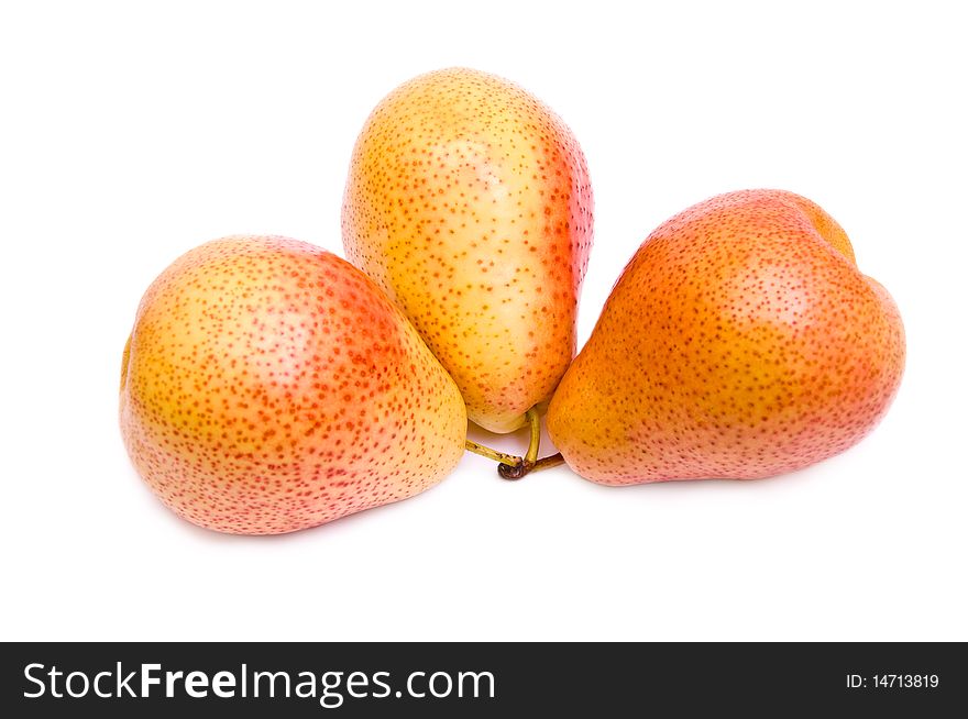 Ripe juicy pear on a white background