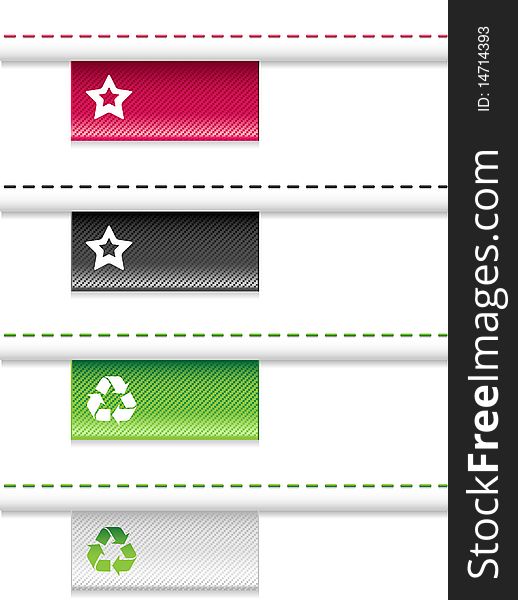 Set of tissue labels with stars and recycling sign. Set of tissue labels with stars and recycling sign