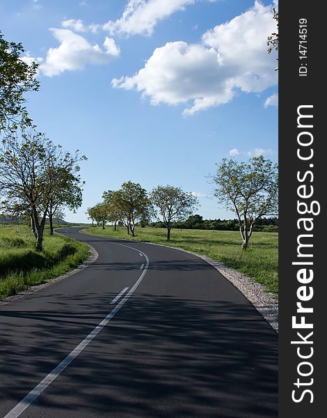 Asphalt road leading into the distance